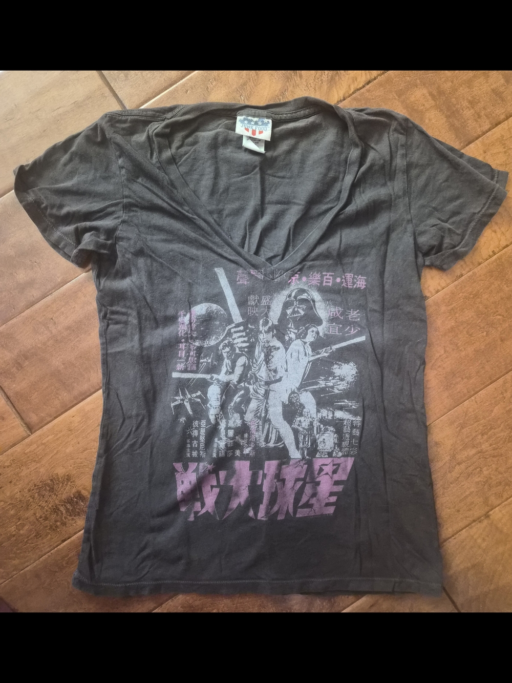 Disneyland Star Wars Chinese Poster Pink And Grey V Neck T Shirt